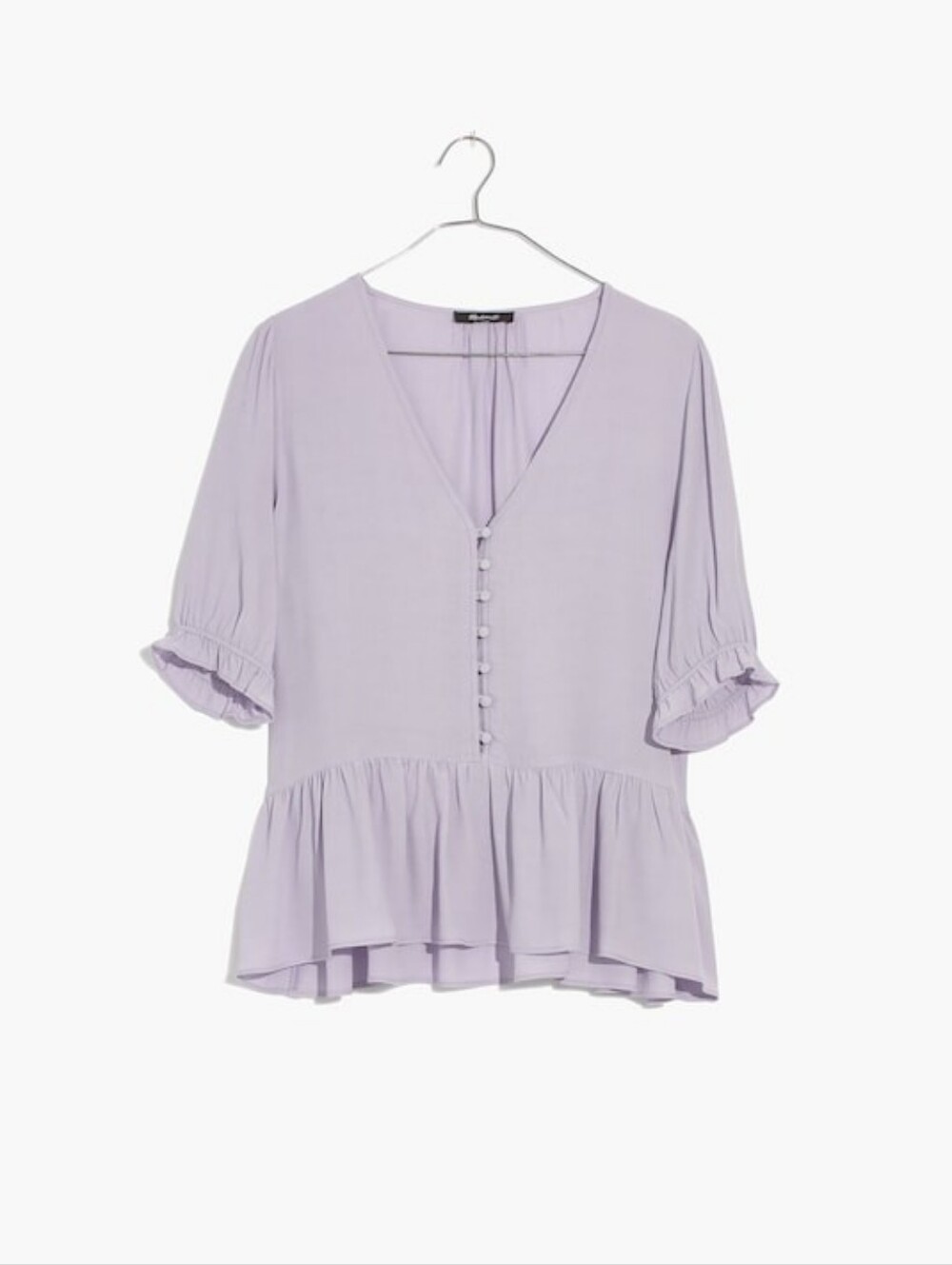 Madewell Courtyard Ruffle-Hem Top, Sundrenched Lavendar, Small